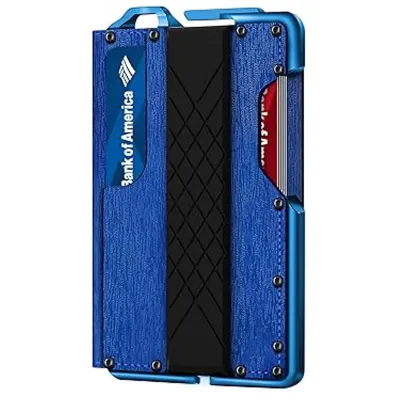 محفظة بطاقات أوتوماتيكية أنيقة للرجال، مصنوعة من الجلد الطبيعي بنقشة لحاء الشجر، مزودة بآلية معدنية مضادة للمغناطيس.