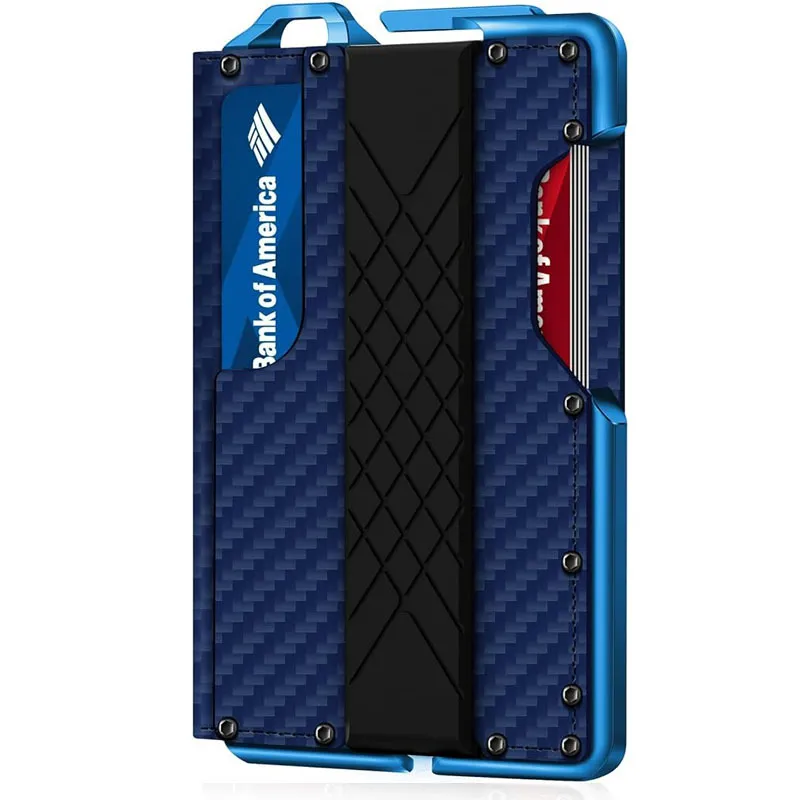 Men's Fashion Carbon Fiber Metal Anti-Magnetic Automatic Card Wallet