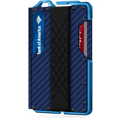 Men's Fashion Carbon Fiber Metal Anti-Magnetic Automatic Card Wallet
