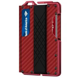 Men's Fashion Casual Carbon Fiber Metal Anti-Magnetic Automatic Shot Card Wallet PU Solid