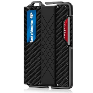 Men's Fashion Carbon Fiber Metal Anti-Magnetic Automatic Shot Card Wallet