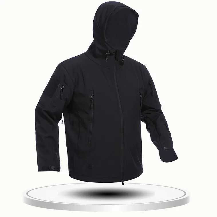 Men Fashion Casual Camouflage Outdoor Waterproof Warm Fleece Long-Sleeve With Hat Coat