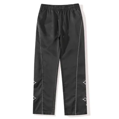 Men's Fashion Casual Solid Color Cross Print Drawstring Waist Pants