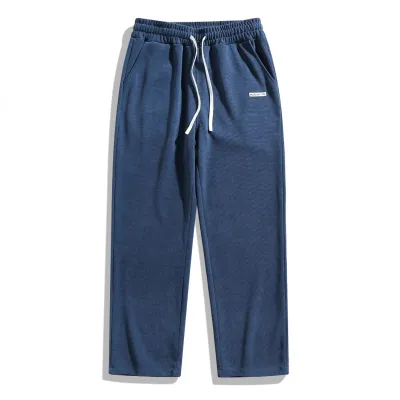 Men's Fashion Casual Solid Color Corduroy Straight Pants Long Mid-Waist Stretch Fabric
