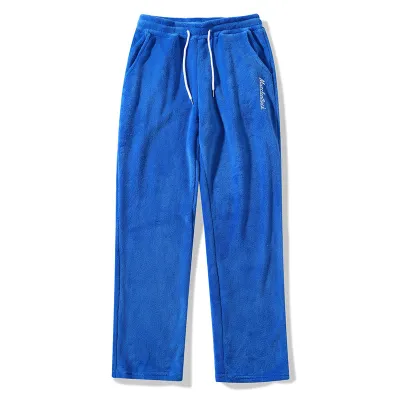Men's Fashion Casual Solid Color Letter Embroidered Pocket Drawstring Straight Leg Pants
