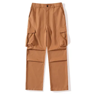 Men Fashion Casual Solid Color Multi-Pocket Cargo Pants with Stretch Fabric