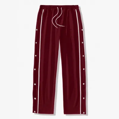 Men's Casual White Line Breasted Straight Pants with Pocket Decoration