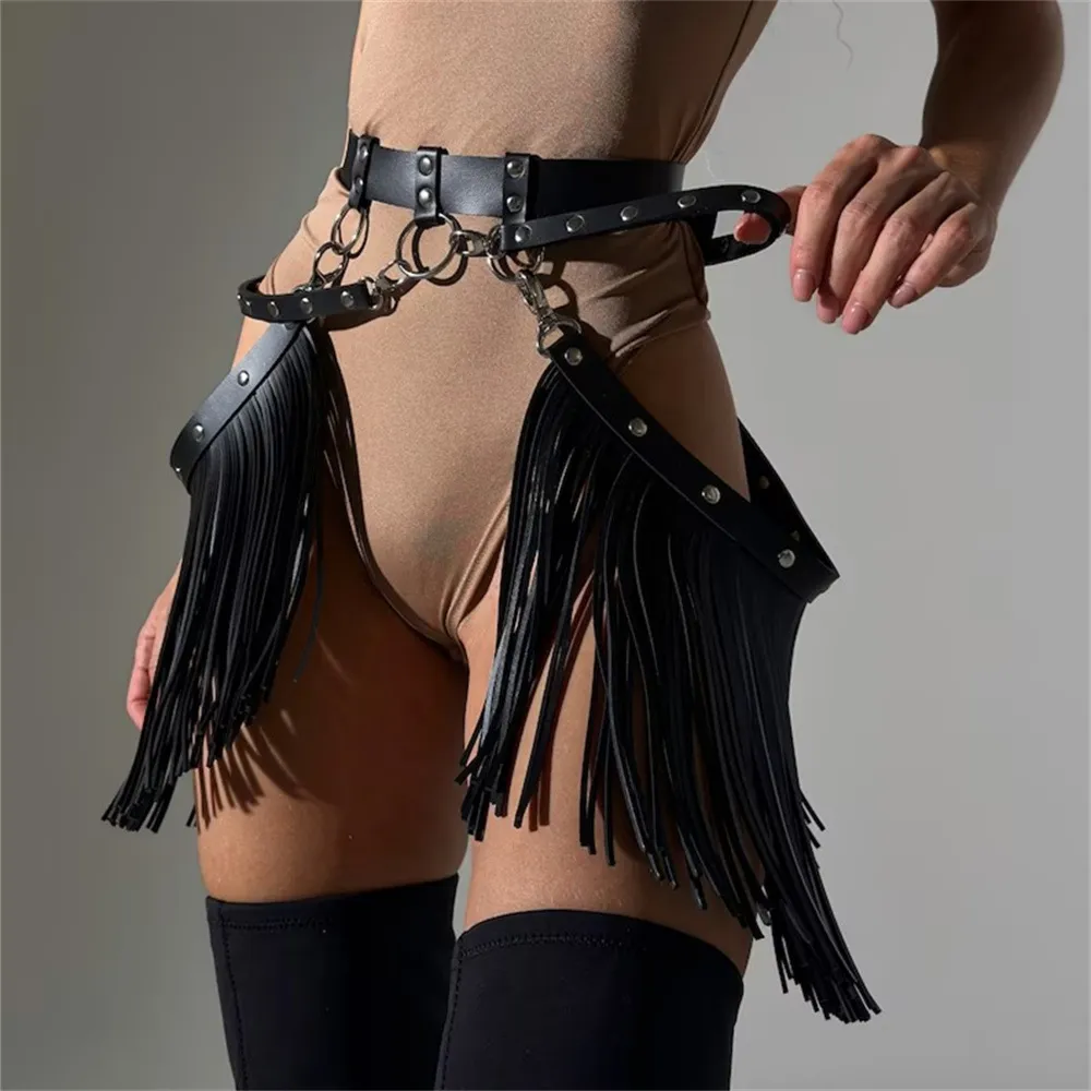 Adult Fun Ting Black Leather Tassel BDSM Lingerie Accessories