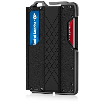 Men's Fashion Casual Genuine Leather Metal Anti-Magnetic Automatic Shot Card Wallet