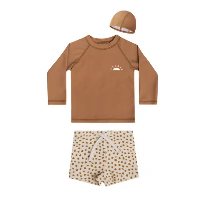 Kids Boys Fashion Casual Cartoon Printed Long Sleeve T-Shirt and Tight Shorts Two-Piece Set Polyester