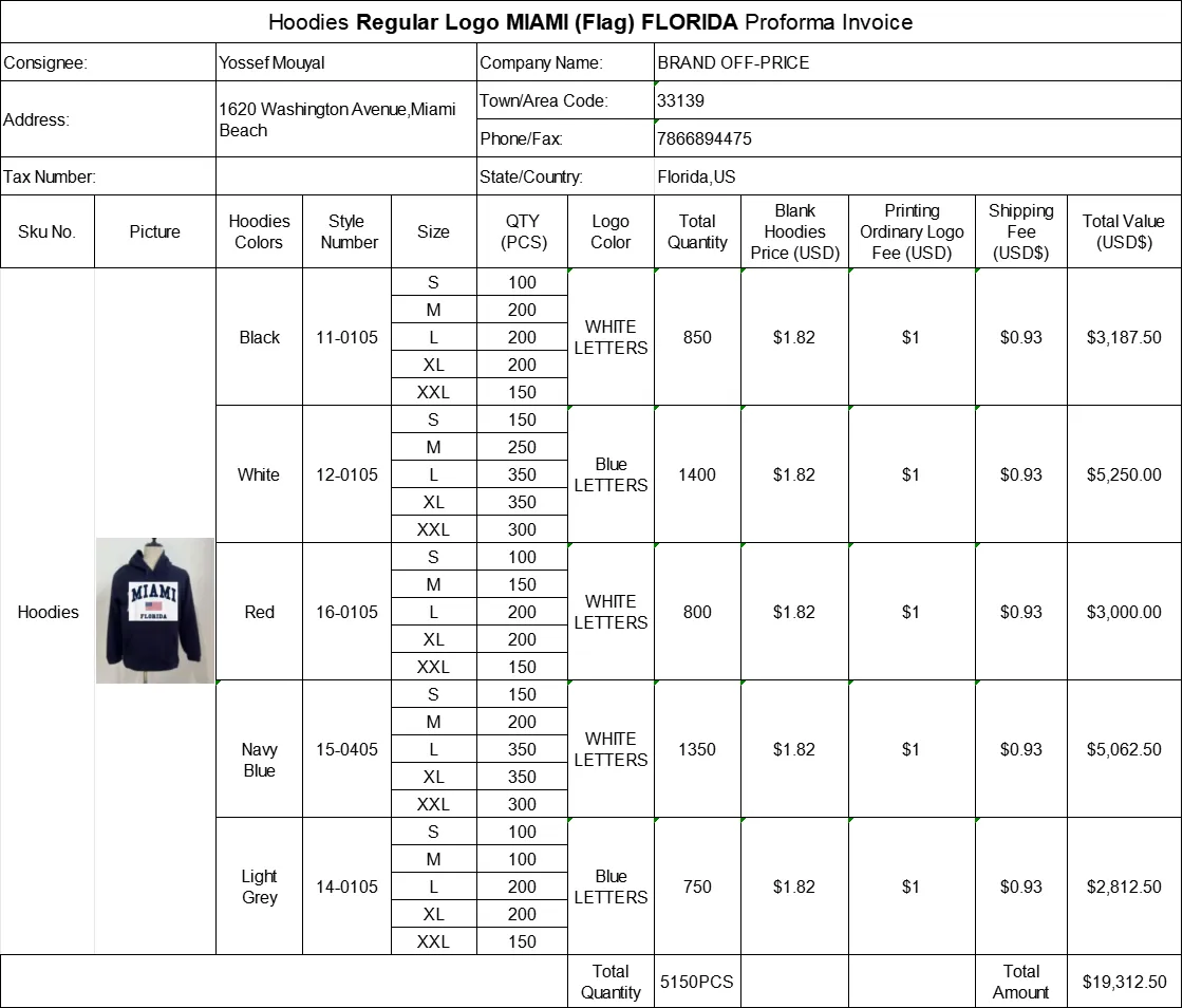 Custom Logo MIAMI (USA FLAG) FLORID Hoodie