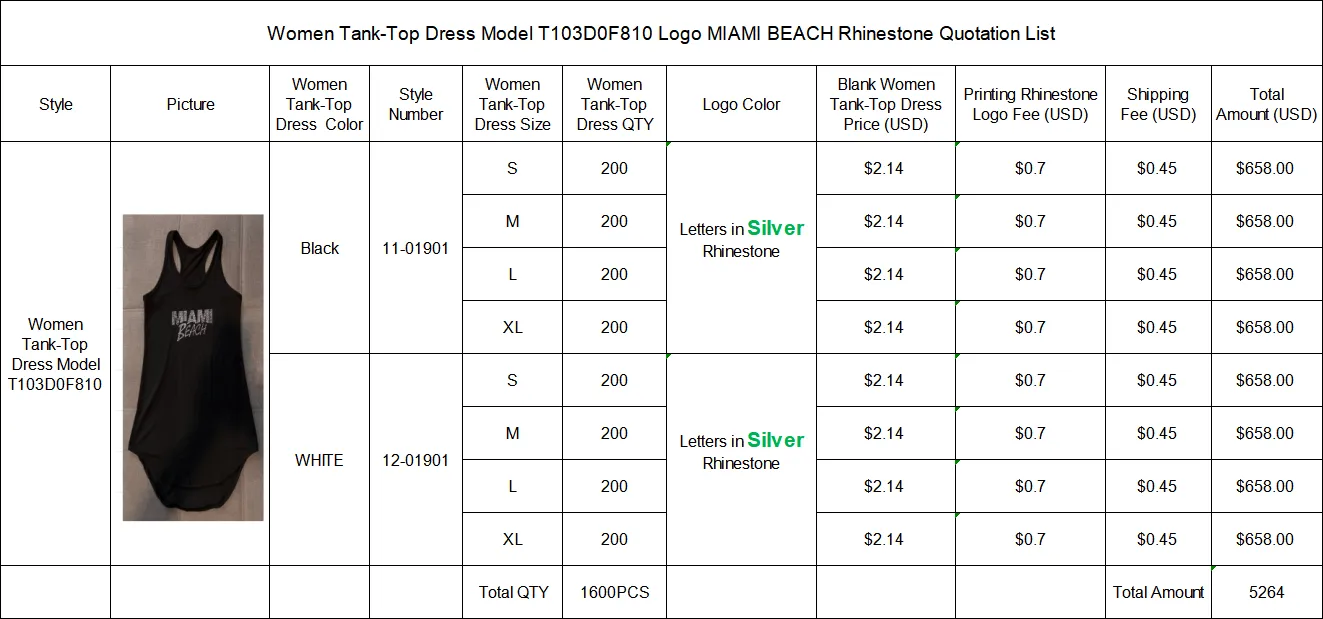 Women Tank-Top Dress Model T103D0F810 Logo MIAMI BEACH Rhinestone