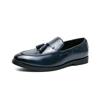 Men Fashion Casual Solid Color Tassel Pointed Toe Loafers Low Top