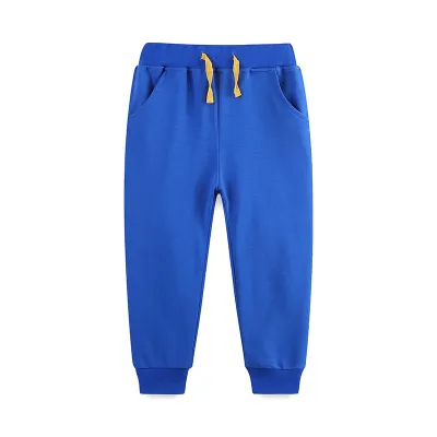 Kids Boys Solid Color Cotton Drawstring Pants Long