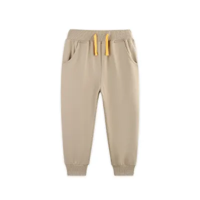 Kids Boys Solid Color Cotton Drawstring Pants Long