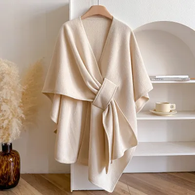 Women's Fashion Casual Autumn Winter Warm Solid Color Split Shawl