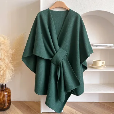 Women's Fashion Casual Autumn Winter Warm Solid Color Split Shawl