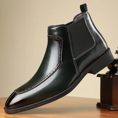 Men's Fashion Casual Pointed Toe Business PU Leather Shoes Low Top