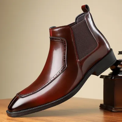 Men's Fashion Casual Pointed Toe Business PU Leather Shoes Low Top