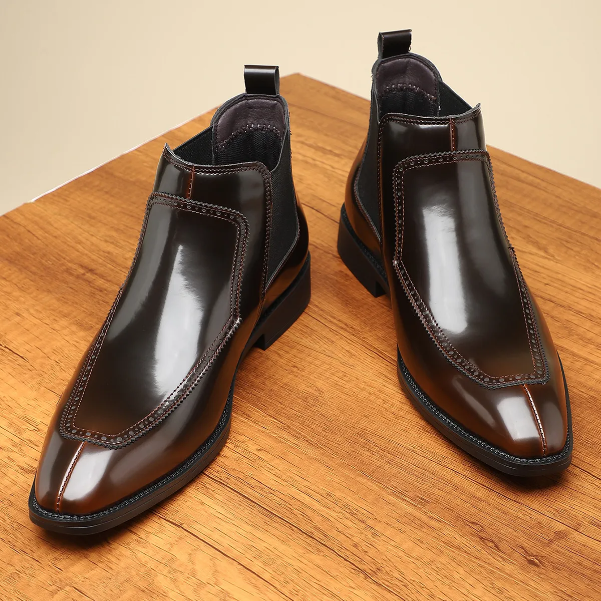 Men's Fashion Casual Pointed Toe Business PU Leather Shoes Low Top