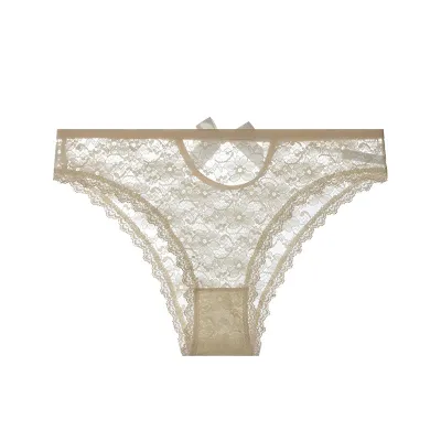 Women Sexy Lace Thong Panties Low Waist Solid Color