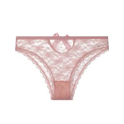 Women Sexy Lace Thong Panties Low Waist Solid Color