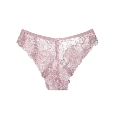 Women Fashion Sexy Solid Color Lace Low Waist Panties