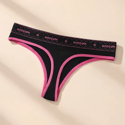 Women Fashion Sexy Letter Printed Low Waist Cotton Thong