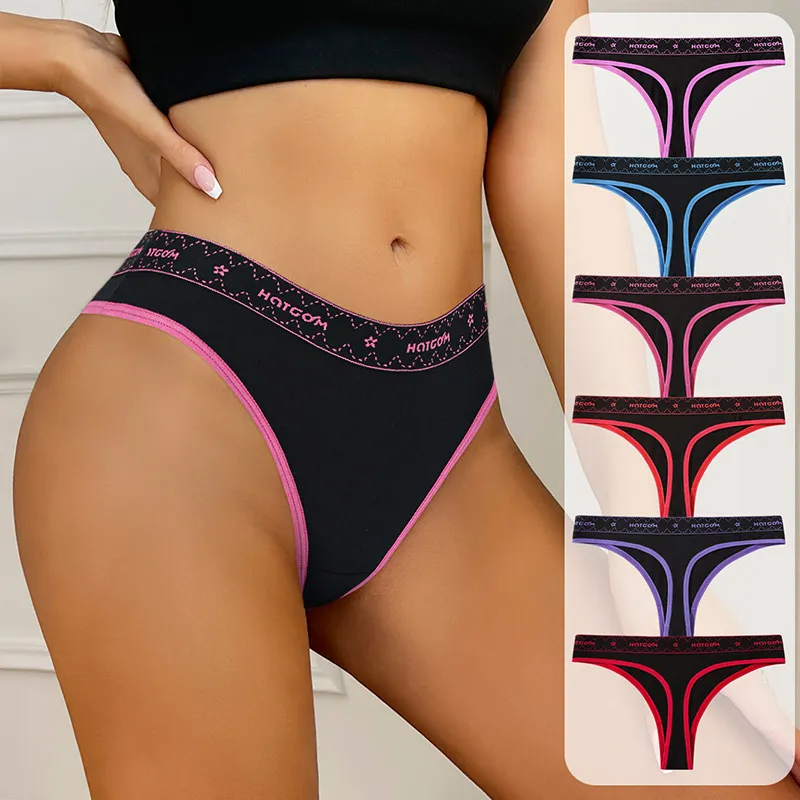 Women Fashion Sexy Letter Printed Low Waist Cotton Thong