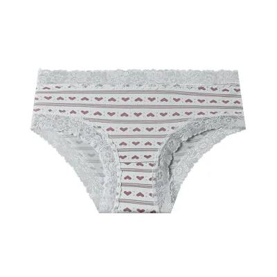 Women Fashion Cute Heart Printed Breathable Low Waist Underpants