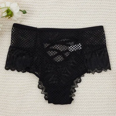 Women Fashion Sexy Solid Color Lace High Waist Panties