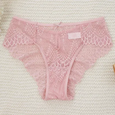 Women Fashion Sexy Solid Color Lace Hollow Breathable Nylon Underpants