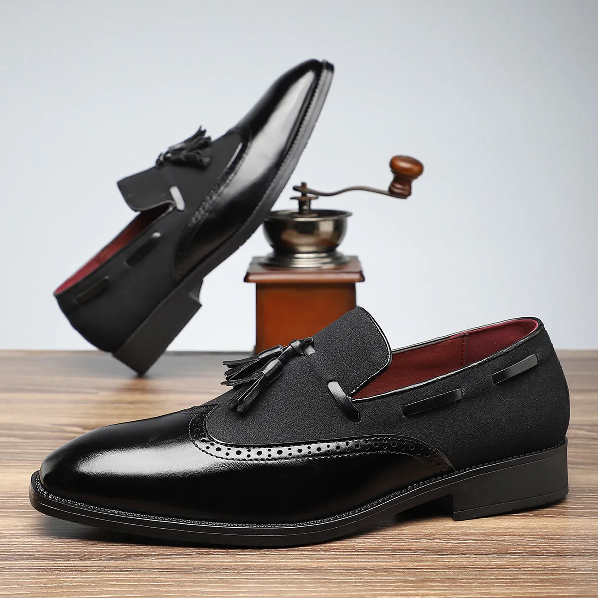 Men Fashion Casual Business Stitching Leather Shoes Low Top