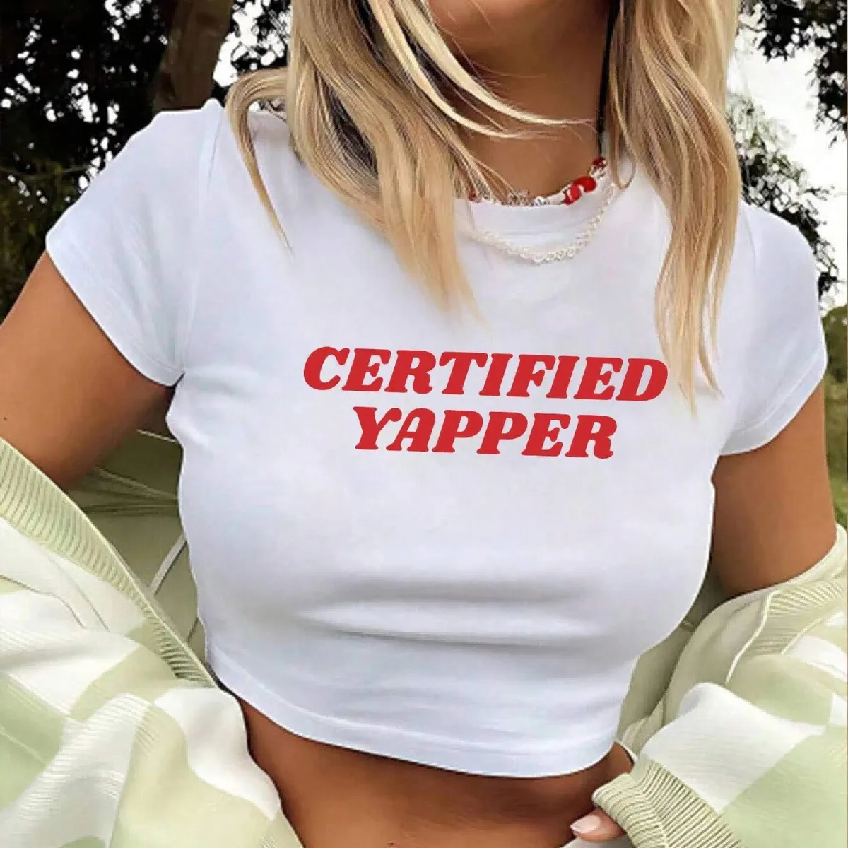 Women Sexy Letter Printed Short-Sleeve Slim-Fit Crop Top