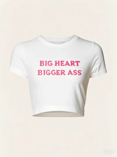 Women Sexy Letter Printed Short-Sleeve Slim-Fit Crop Top