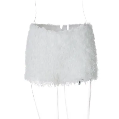 Women Fashion Sexy Solid Color Thickened Plush Slim-Fit Skirt