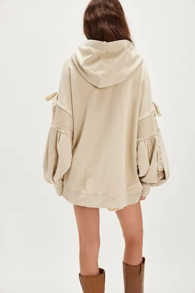 Women Casual Solid Color Thin Long-Sleeve Hooded Loose Coat