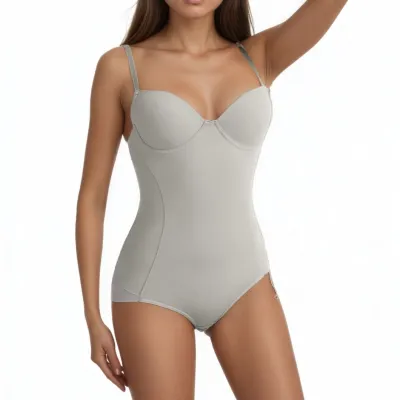 Women Sexy Solid Color Ultra-Thin Chest-Support Abdomen-Waist Shapewear Bodysuit
