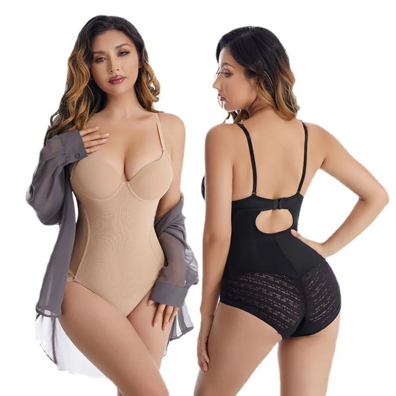 Women Fashion Sexy Open Crotch With Steel Rings Shapewear Bodysuit