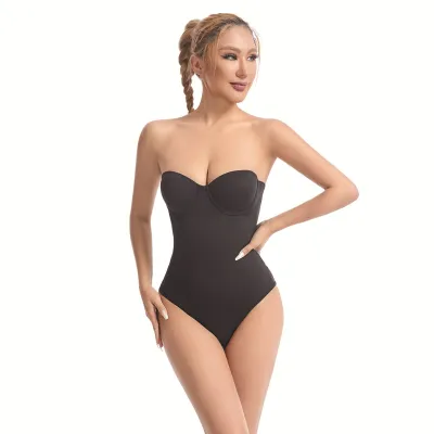 Women Fashion Solid Color Traceless Belly Tinting Waist Hip Shapewear Bodysuit