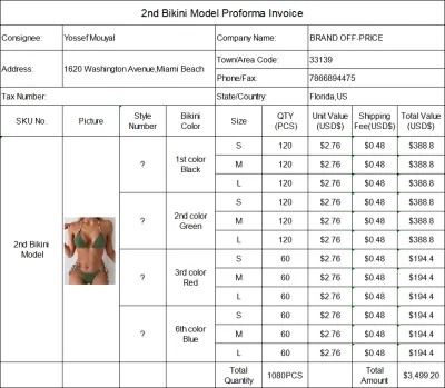 The 2nd Bikini Model With Total 4 Colors Separate Quotation