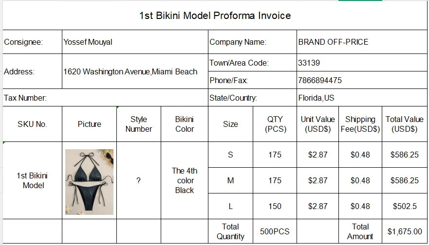 The 1st Bikini Model With The 4th Color Separate Quotation