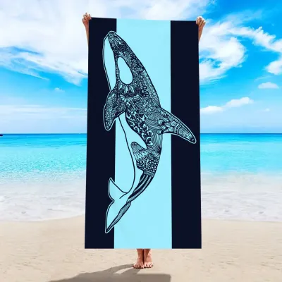 Thickened Microfiber Quick-Drying Beach Towel with Turtle Flamingo Design
