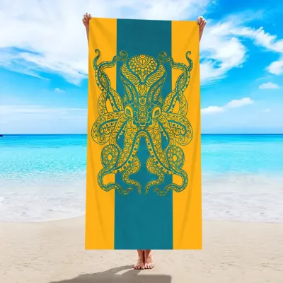 Thickened Microfiber Quick-Drying Beach Towel with Turtle Flamingo Design