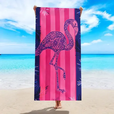 Thickened Microfiber Quick-Drying Beach Towel with Turtle Flamingo Design
