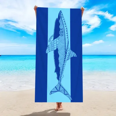 Thickened Microfiber Quick-Drying Beach Towel with Turtle Flamingo Design