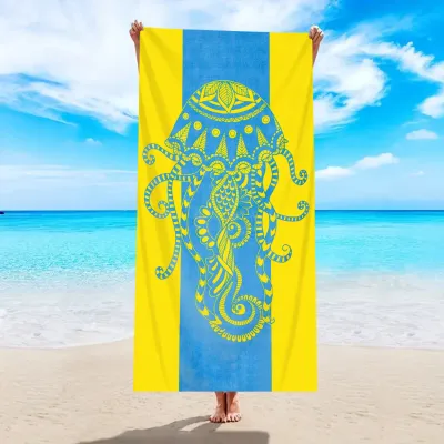 Thickened Microfiber Quick-Drying Beach Towel with Turtle Flamingo Design