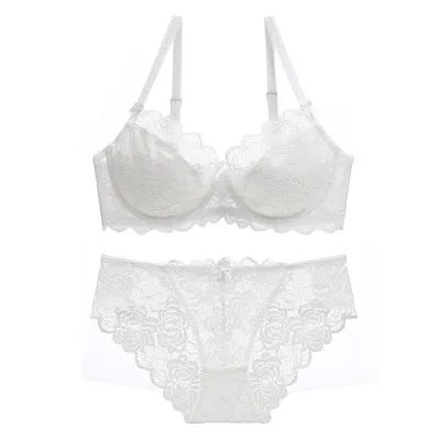 Women Sexy Lace Bra Set Nylon Thin Cup 3/4 Cup