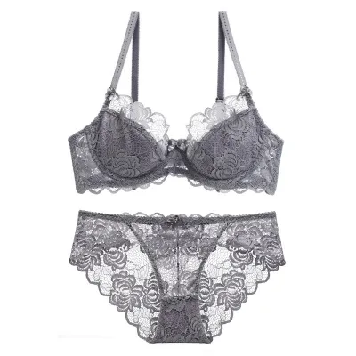 Women Sexy Lace Bra Set Nylon Thin Cup 3/4 Cup