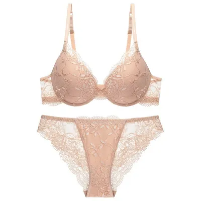 Women Lace Push-Up Anti-Sagging Bra Set